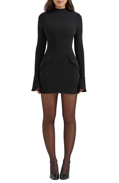 HOUSE OF CB Mahalia Long Sleeve Minidress in Black at Nordstrom, Size Medium | Nordstrom