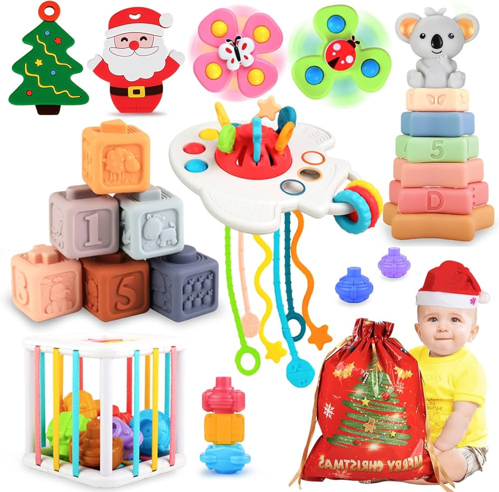VConejo 8 in 1 Montessori Baby Toys 6-12 Months+, Sensory Toys Set with Stacking Building Blocks,... | Amazon (US)