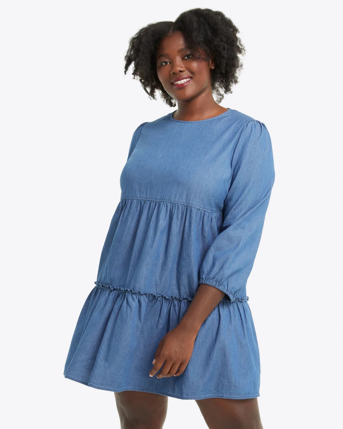 Tiered Trapeze Dress in Chambray | Draper James (US)