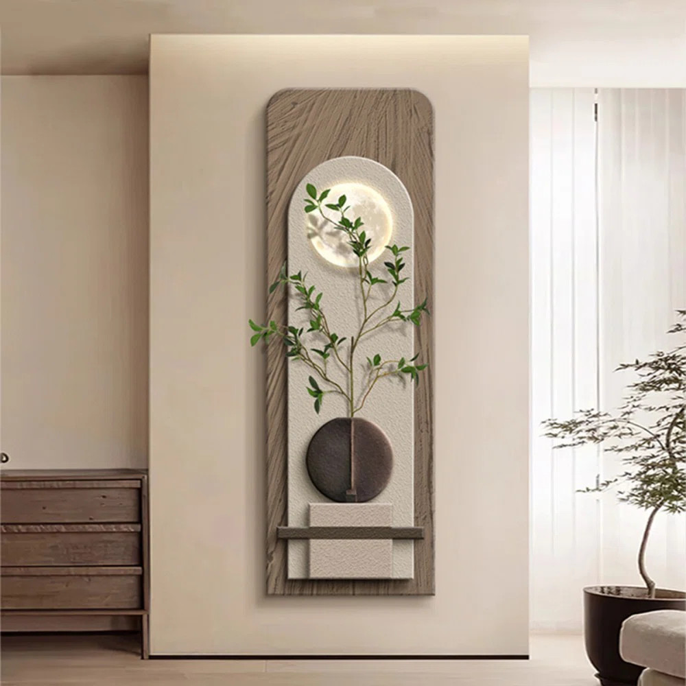 Sandstone LED three-dimensional green plant wall art | Wayfair North America