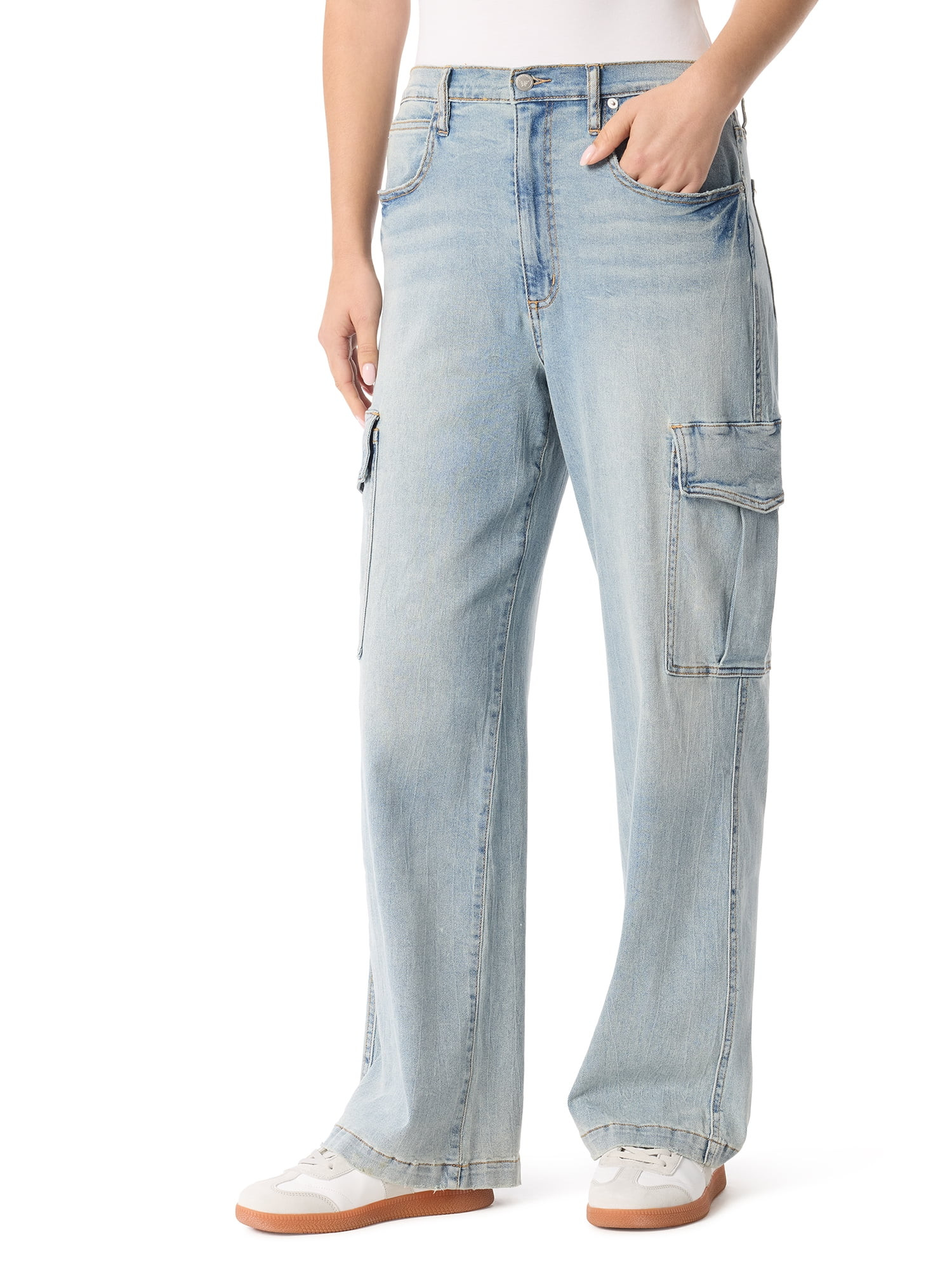 Jessica Simpson Women's Cargo Wide Leg High Rise Jeans, Sizes 2-16 | Walmart (US)