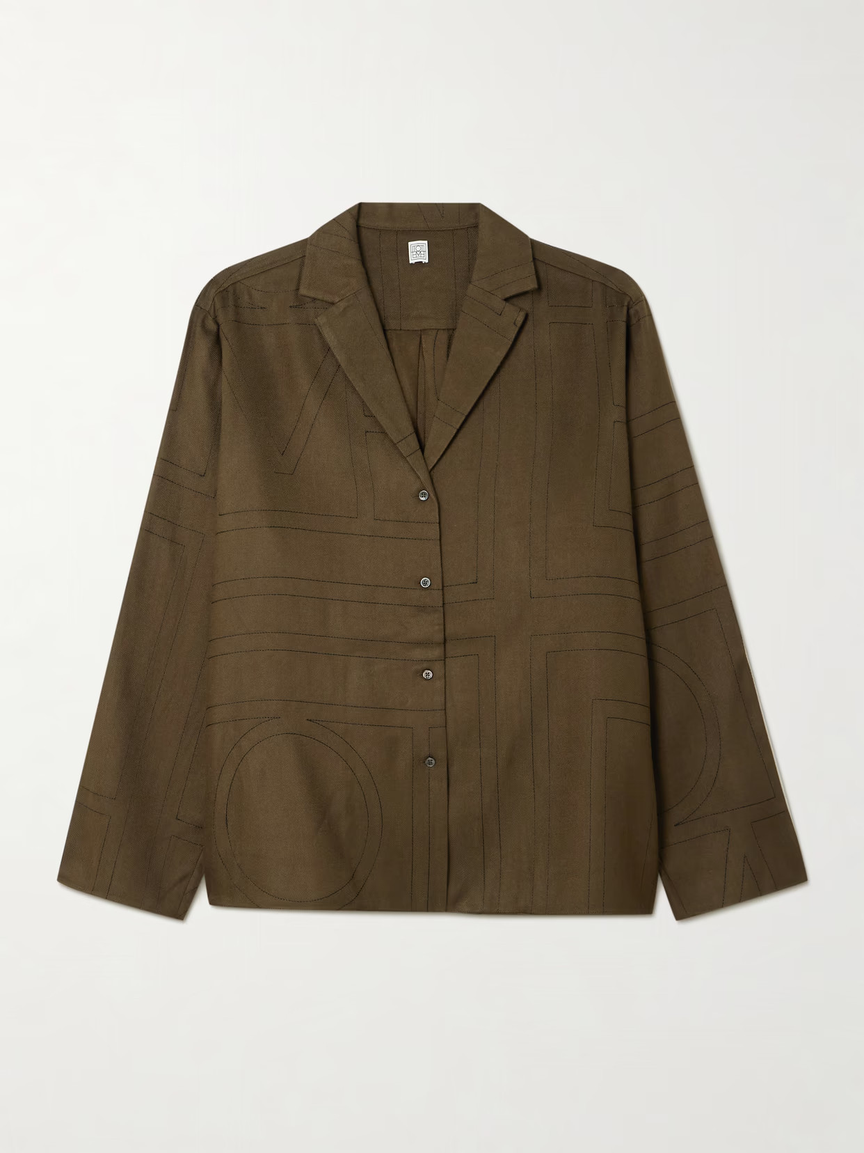 TOTEME - Embroidered Modal-twill Shirt - Dark brown | NET-A-PORTER (UK & EU)
