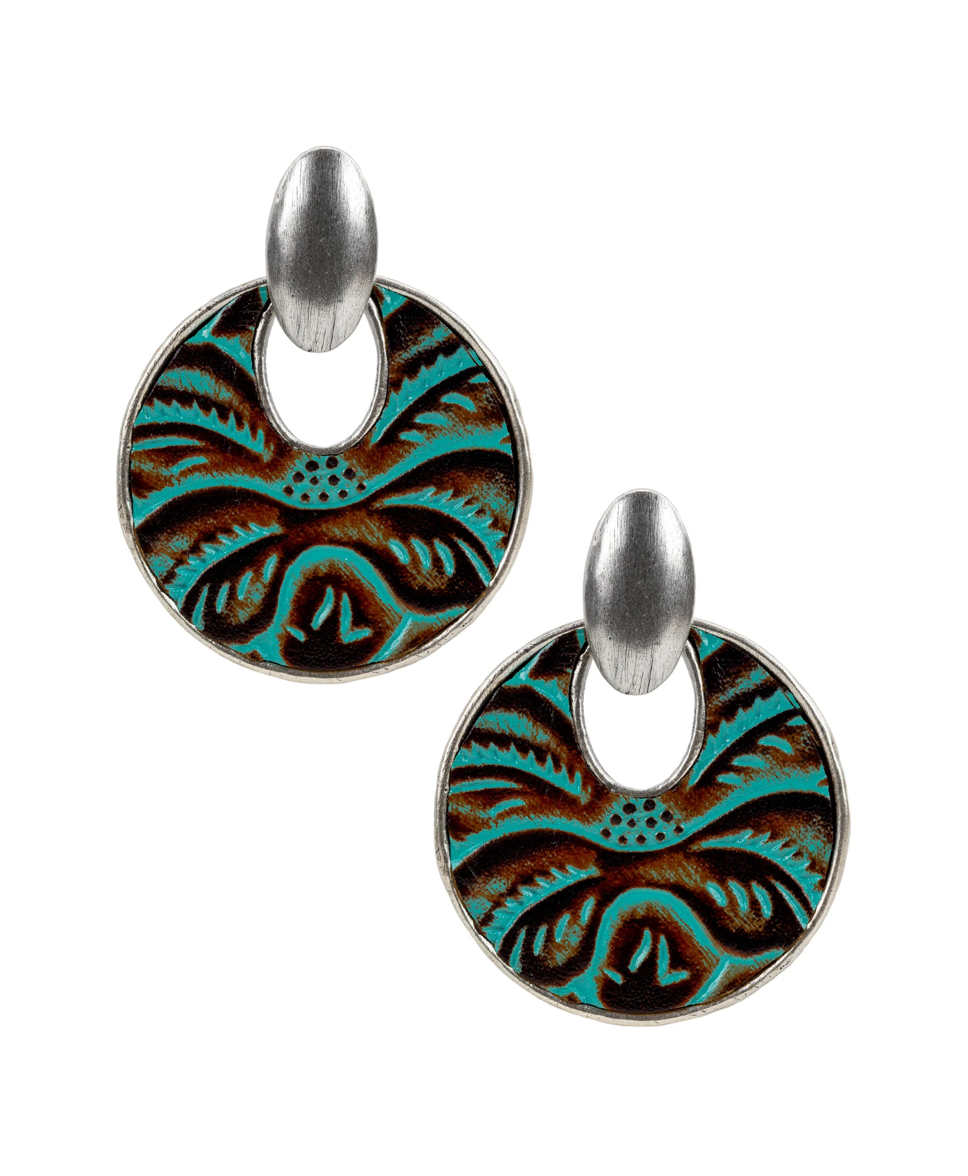 Simone Doorknocker Earrings 
         Tooled Turquoise | Patricia Nash Designs