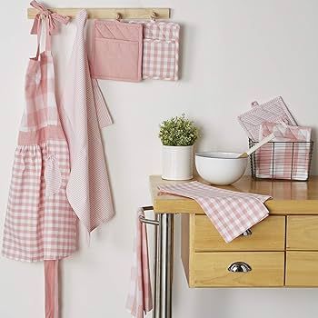 DII Gingham Check Kitchen Collection, Pink, Dishtowel Set | Amazon (US)