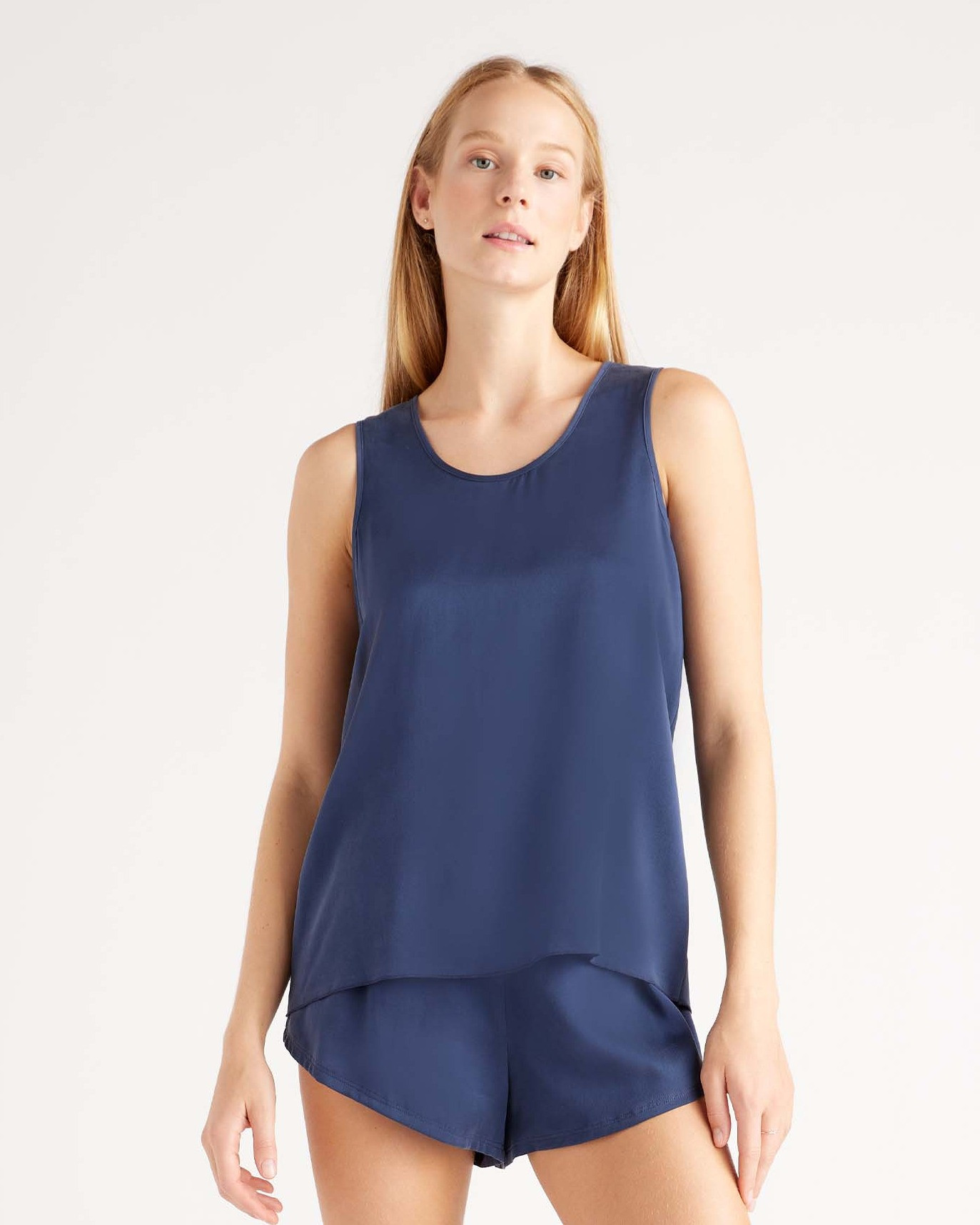 Quince | Women's Pajama Tank Top in Indigo, Size Medium, Silk | Quince