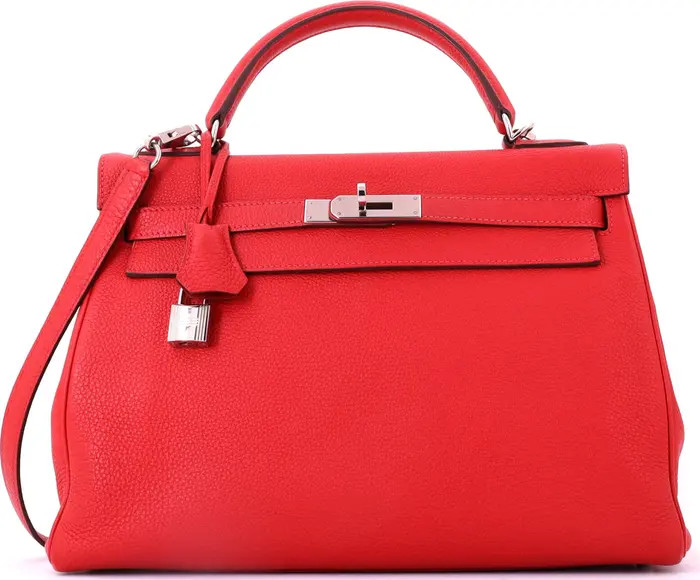 Kelly Handbag Red Togo with Palladium Hardware 32 | Nordstrom