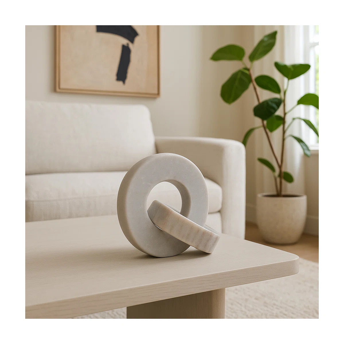 Usko Elegant Double Ring Marble Sculpture Statues For Home Decor - Decorations For Living Room St... | Wayfair North America