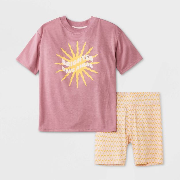 Girls' 'Brighter Days' Pajama Set - art class™ Purple/Orange | Target