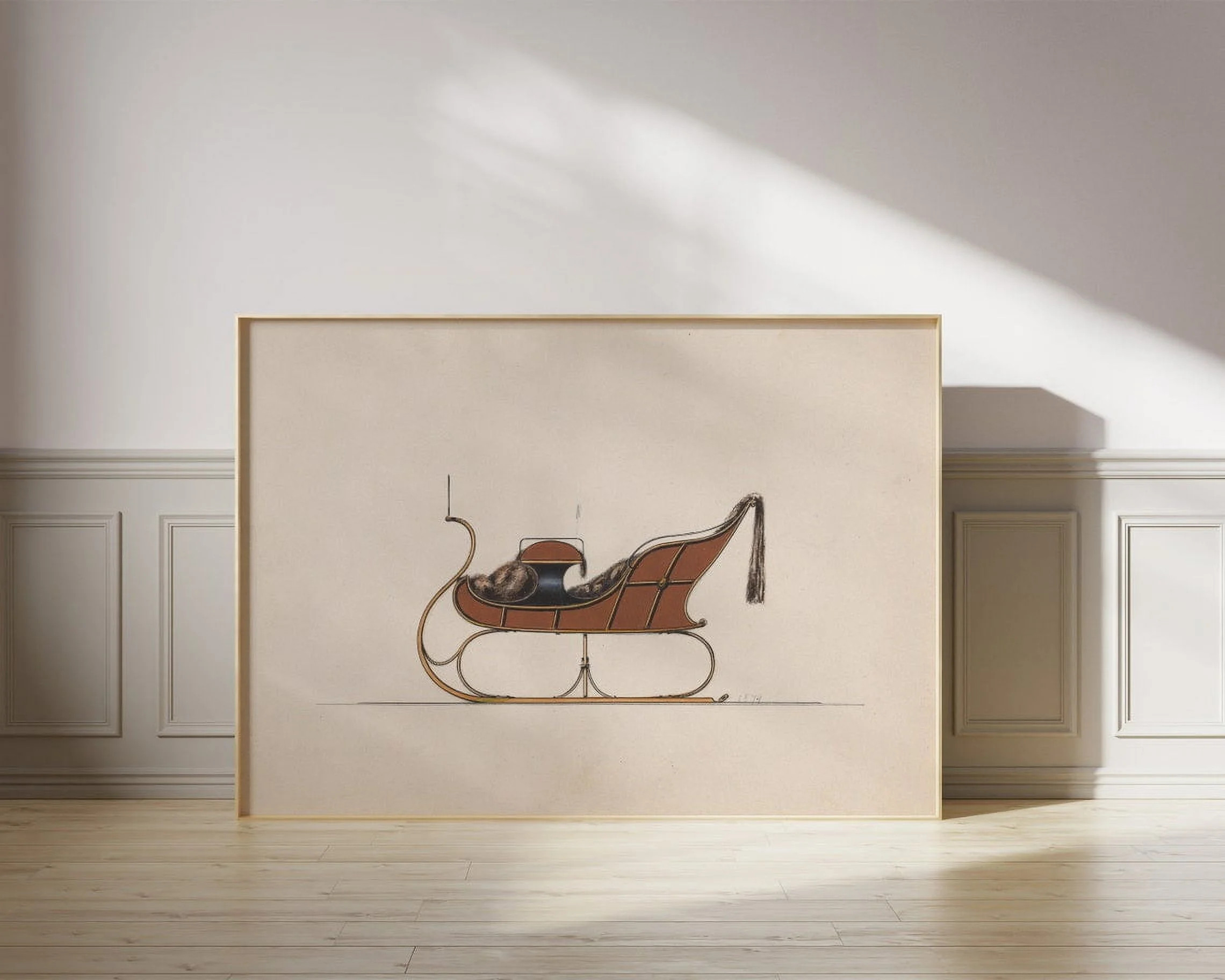 Vintage Sleigh Print, Antique Drawing, Winter Wall Art, Holiday Decor, Horizontal Print, Wall Art... | Walmart (US)