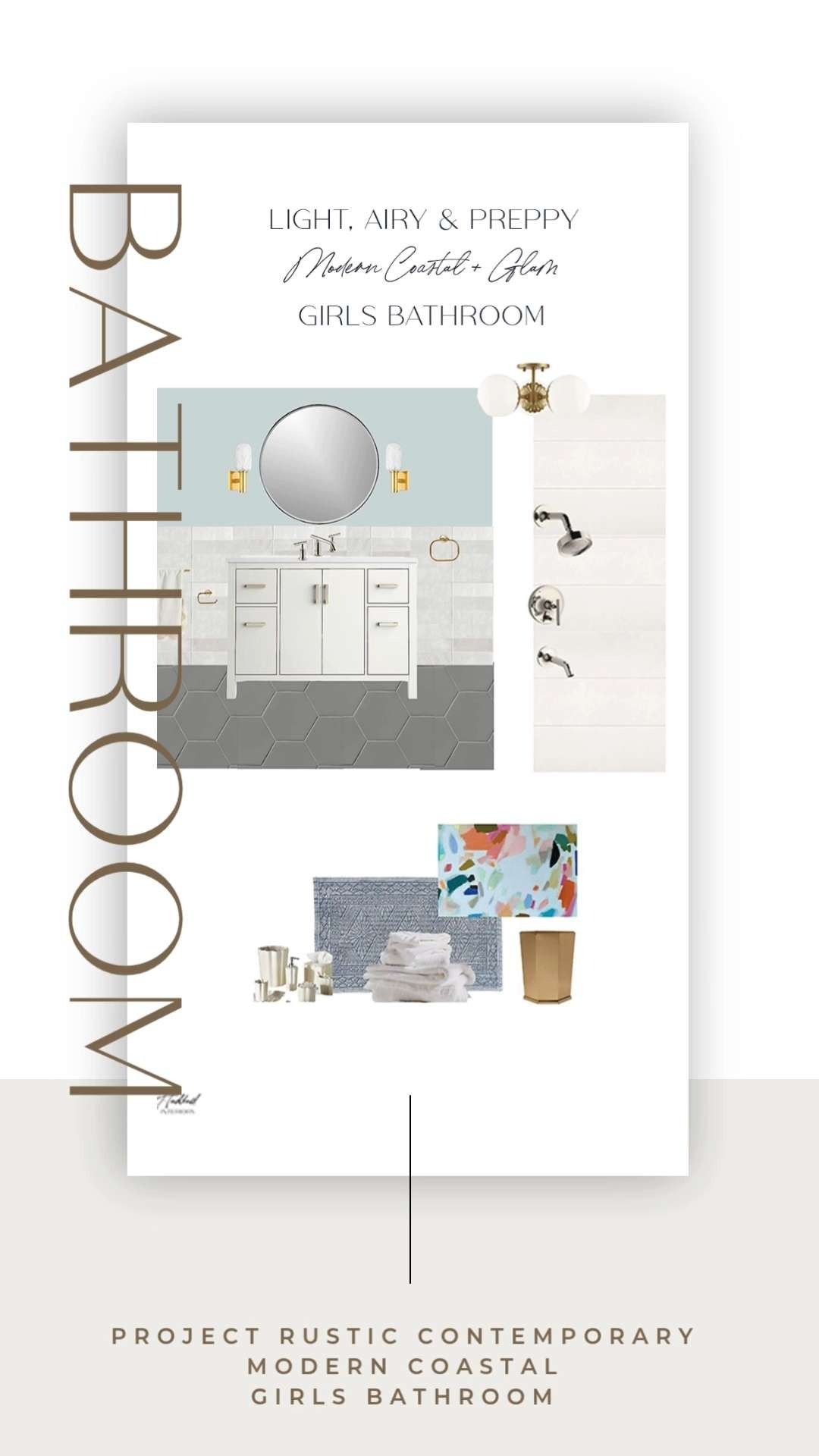 This Modern Coastal Girls Bathroom is a breath of salty sea air—elevated, timeless, and still totally fun. We paired classic white and soft blue with playful curves and brass details for a space that grows with her. ✨
#coastalbathroom #girlsbathroomdecor #brassfixtures #ltkhome #bathroomdesigninspo
 

 #LTKHome #LTKFindsUnder100