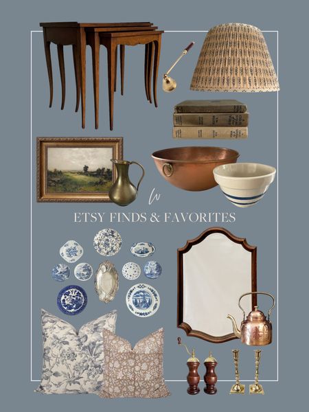 We’re The Whites Etsy style finds and favorites! All of these pieces have such beautiful texture, charm, and character to them. Stunning vintage nesting tables, mirror, copper kitchen accents, this stunning set of 9 chinoiserie plates, and more! 

#LTKhome #LTKstyletip