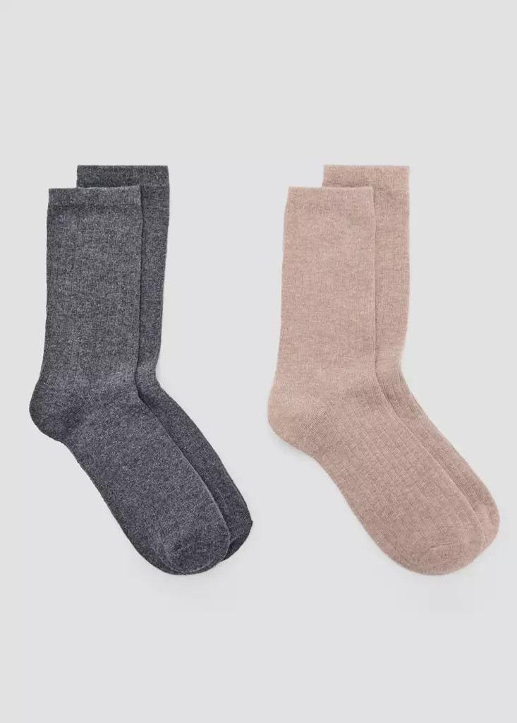 2 pack ribbed socks beige - Teen - One size - MANGO TEEN | MANGO (UK)