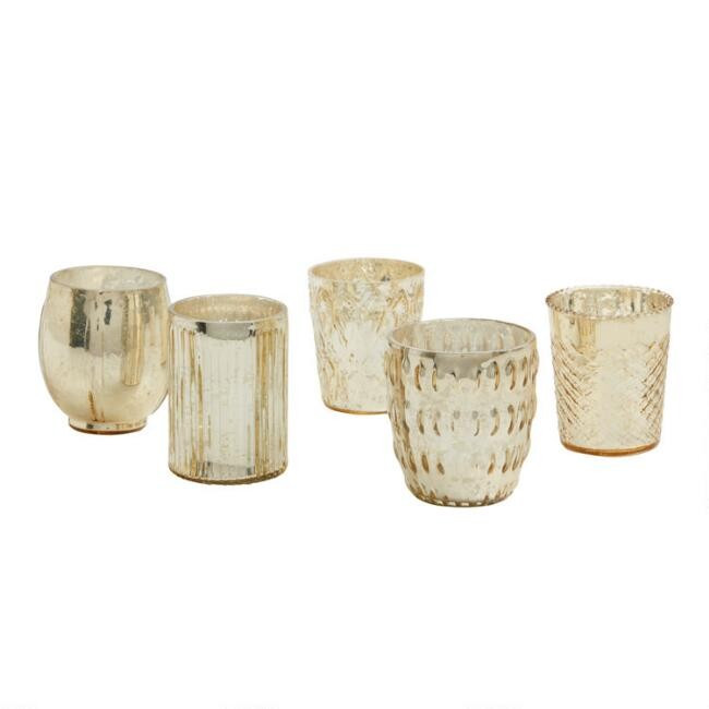 Gold Mercury Glass Votive Candleholder Set of 5 | World Market