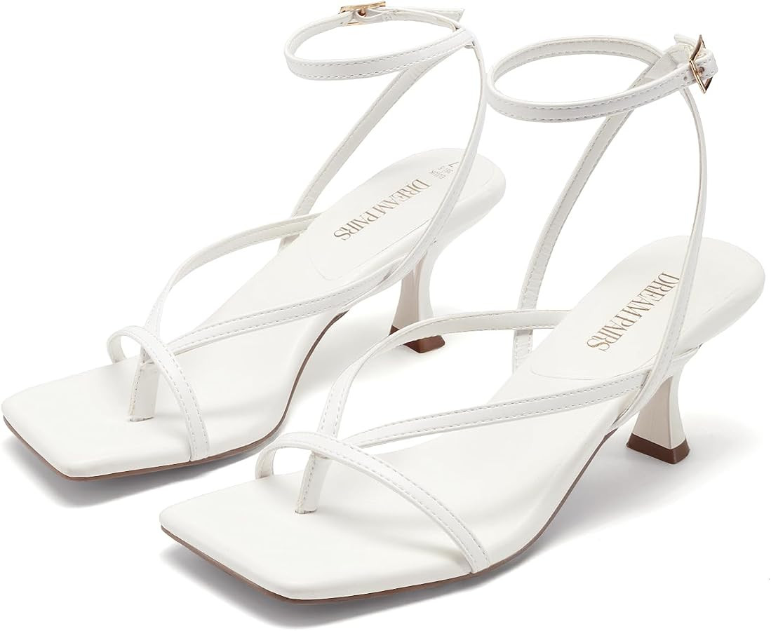 DREAM PAIRS Women's Dressy Thong Kitten Heel Sandals | Amazon (US)