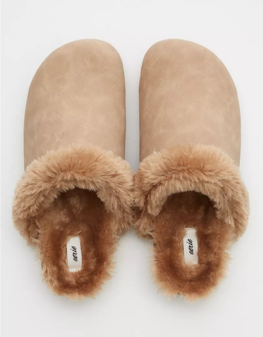 Aerie Suede Fur Lined Clogs | Aerie