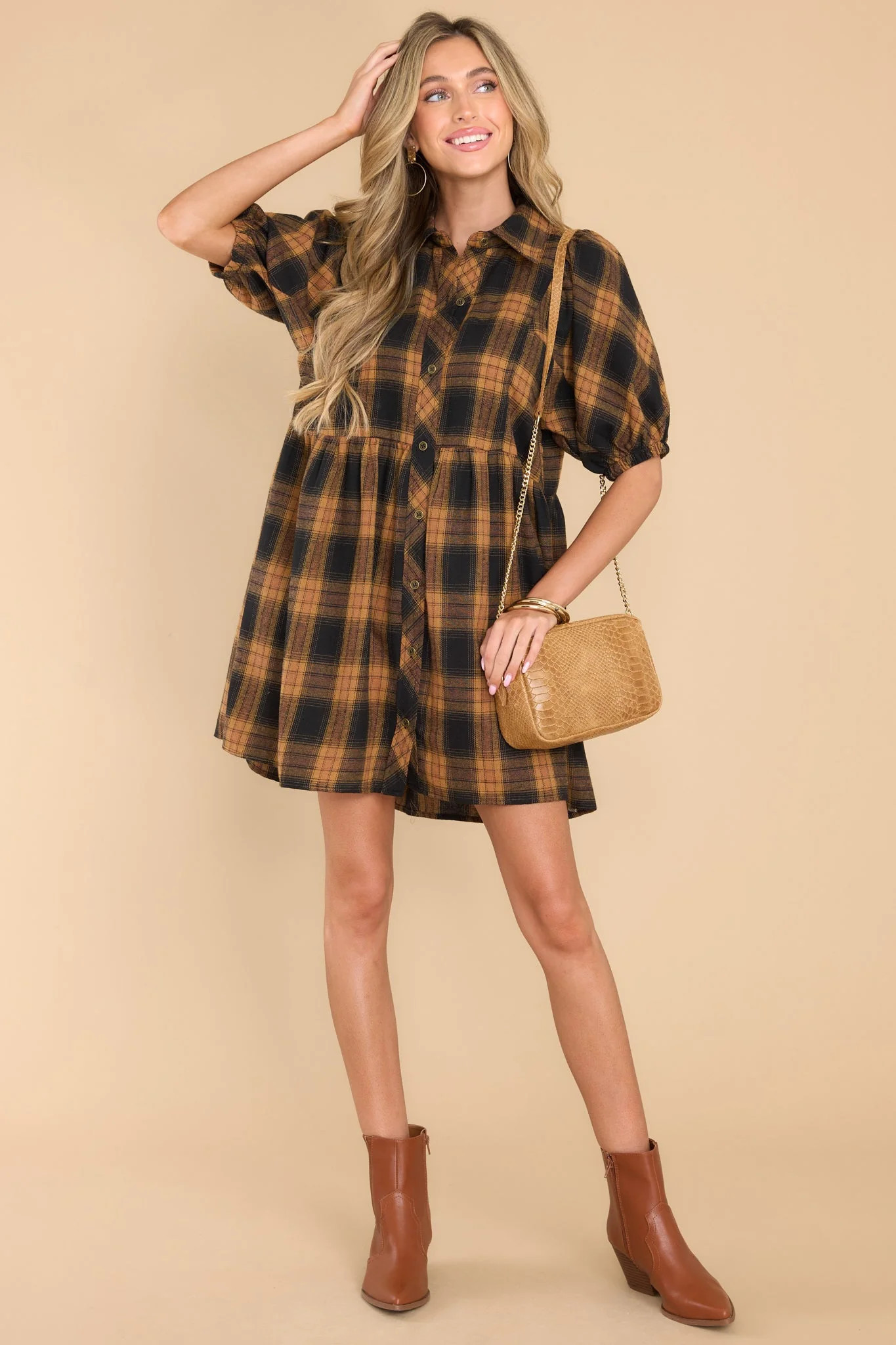 This Is The Move Black Plaid Dress | Red Dress 