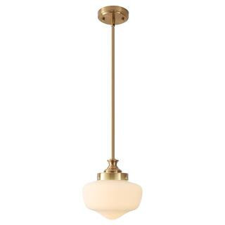 1-Light Brass Metal Frame Acorn Shape Hanging Pendant Light with Glass Shade | The Home Depot