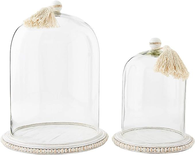 Mud Pie Large Beaded Base Decorative Cloche, White | Amazon (US)