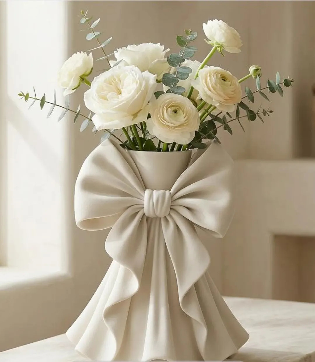 Coquette Bow Vase – Romantic Sculptural Flower Vase - 3D printed in PLA | Etsy (US)