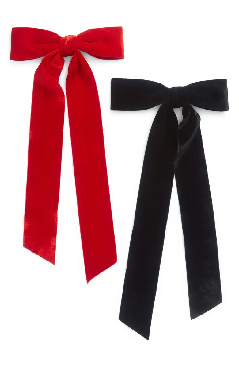 Assorted 2-Pack Velvet Bow Barrettes | Nordstrom