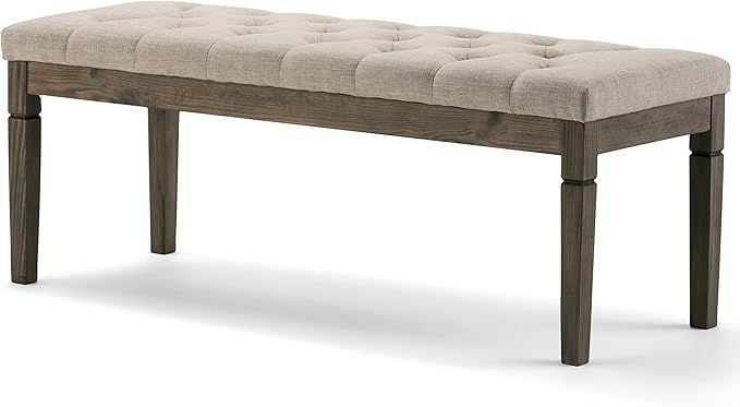 SIMPLIHOME Waverly 48 inch Wide Rectangle Ottoman Bench Natural Tufted Footrest Stool, Linen Look... | Amazon (US)