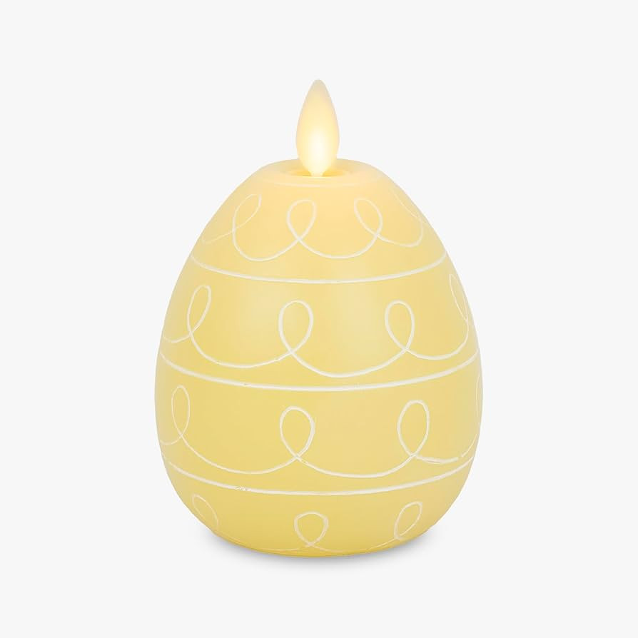 Luminara Easter Egg Candle - Lemon Chiffon 3.1" x 4.3" - Flameless Real-Flame Holiday - Inspired ... | Amazon (US)
