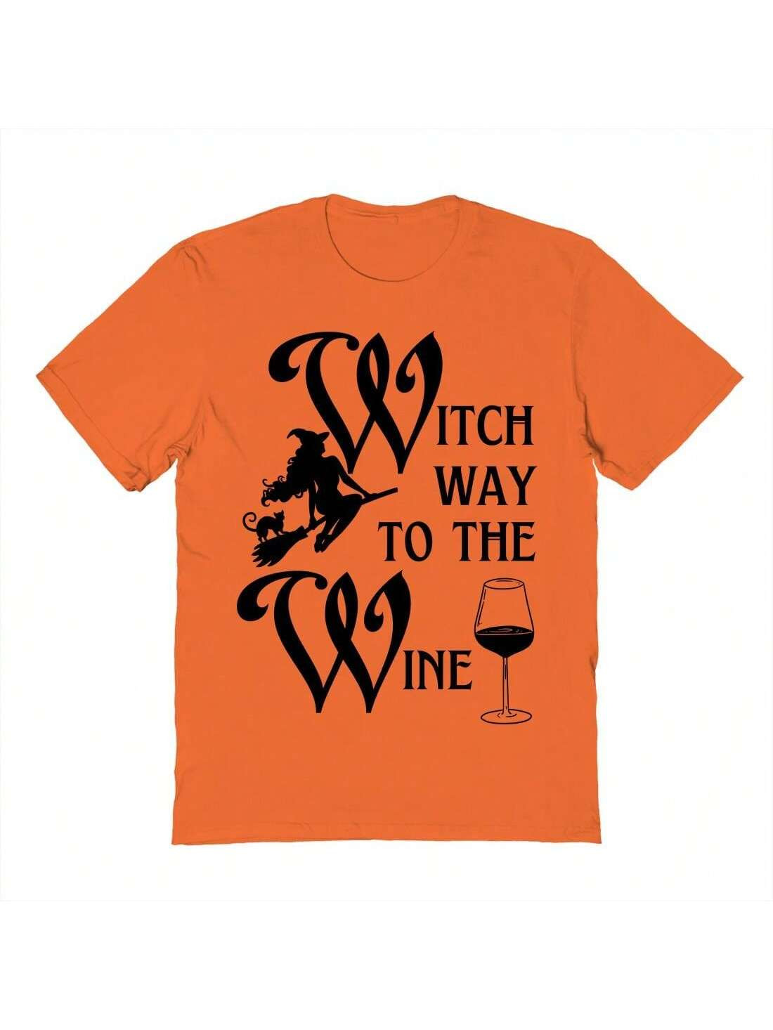 Nearly There Witch Way To The Wine 2 Halloween Graphic Cotton Unisex T-Shirt | SHEIN