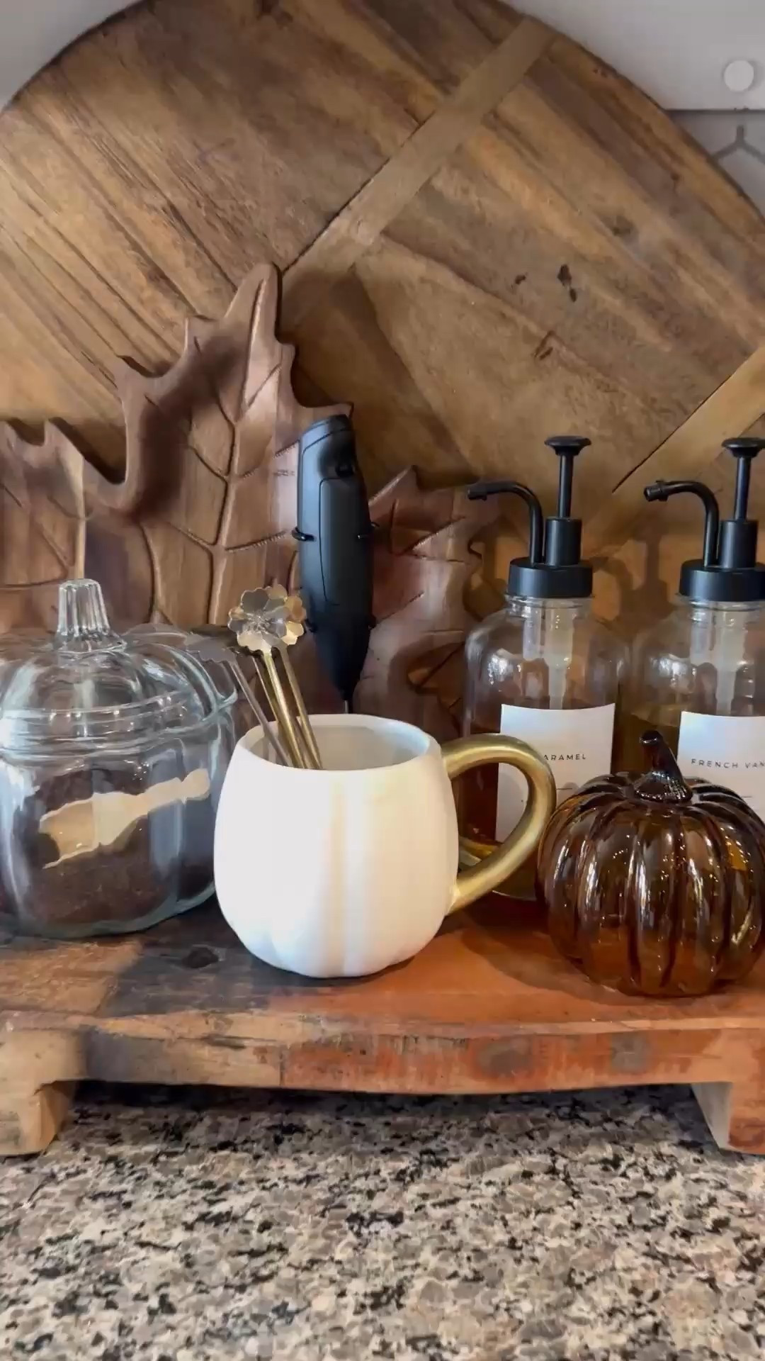 Cozy fall coffee bar- pumpkin coffee jar, pumpkin mug, cutting boards , coffee mugs, coffee dispenser 

#LTKHome #LTKSeasonal #LTKStyleTip