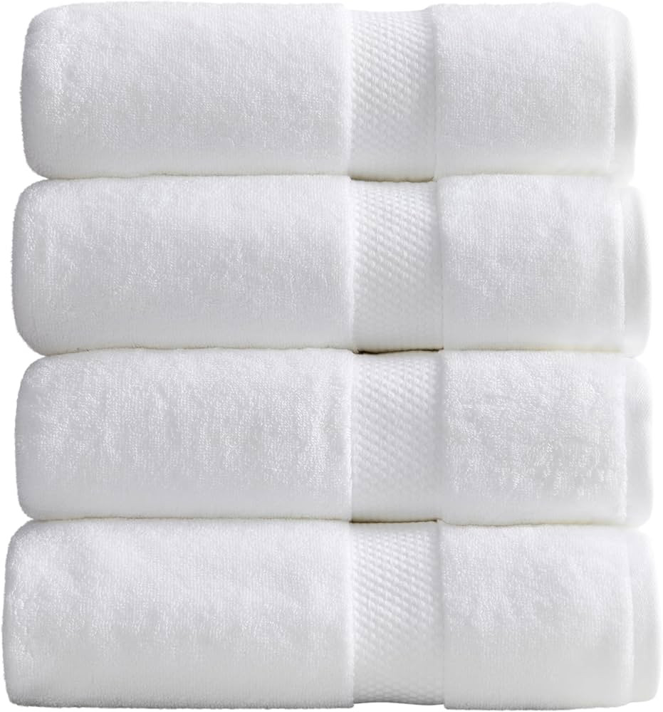 Springtree Home White Bath Towels Set of 4 | Classic Hotel Bath Towels | 100% Combed Cotton | Abs... | Amazon (US)