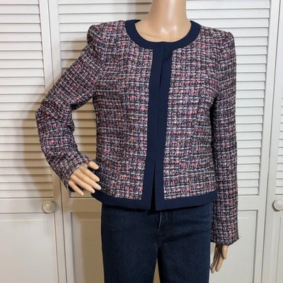 Gal Meets Glam Marley Tweed Multicolor Lined Round Neckline Jacket Size 6 | eBay US