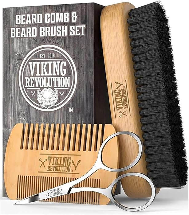 Viking Revolution Beard Comb & Beard Brush Set for Men - Natural Boar Bristle Brush and Dual Acti... | Amazon (CA)