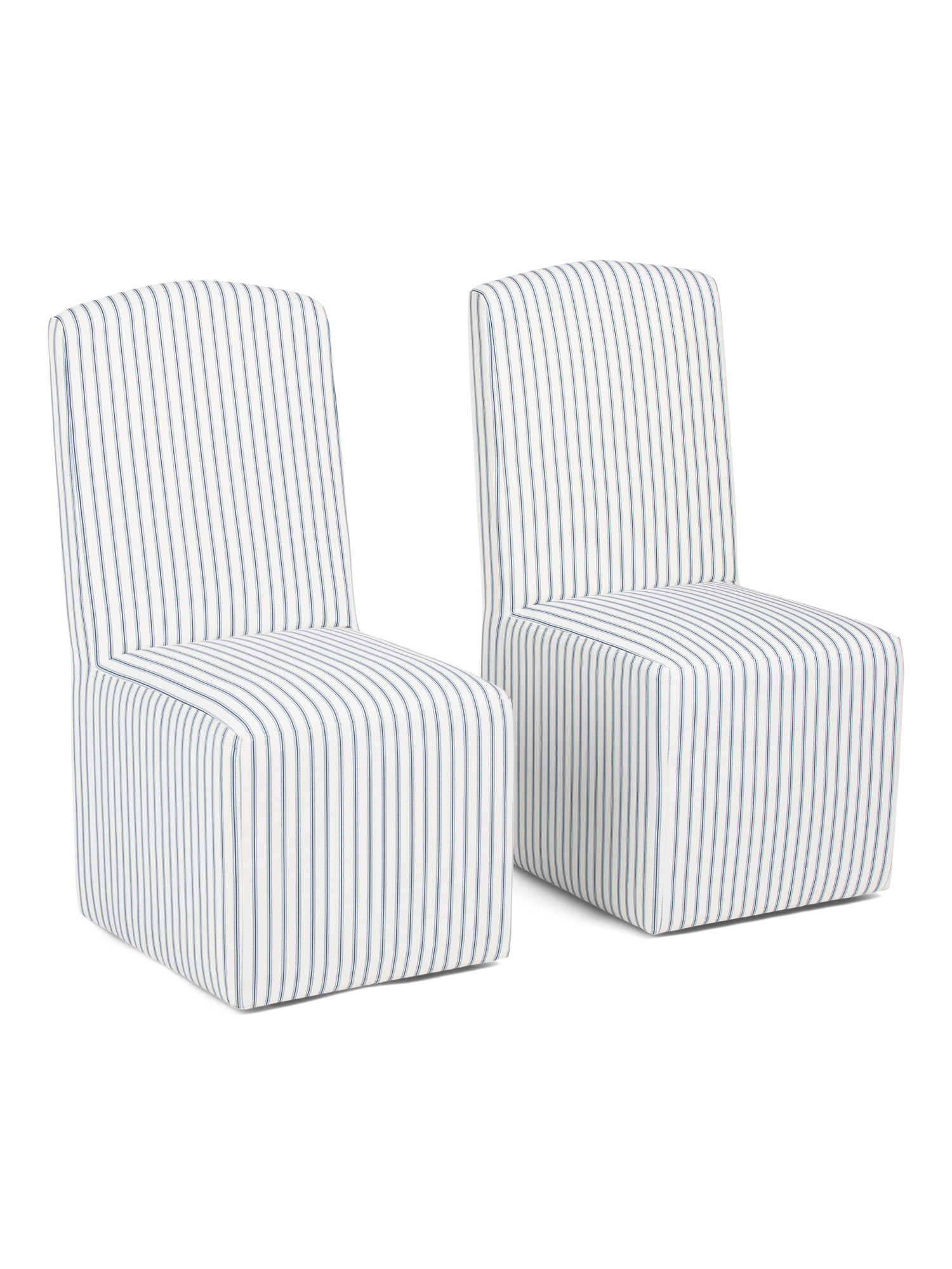 2pk 19x39 Striped Rolling Caster Wheel Slipcover Look Dining Chairs | TJ Maxx