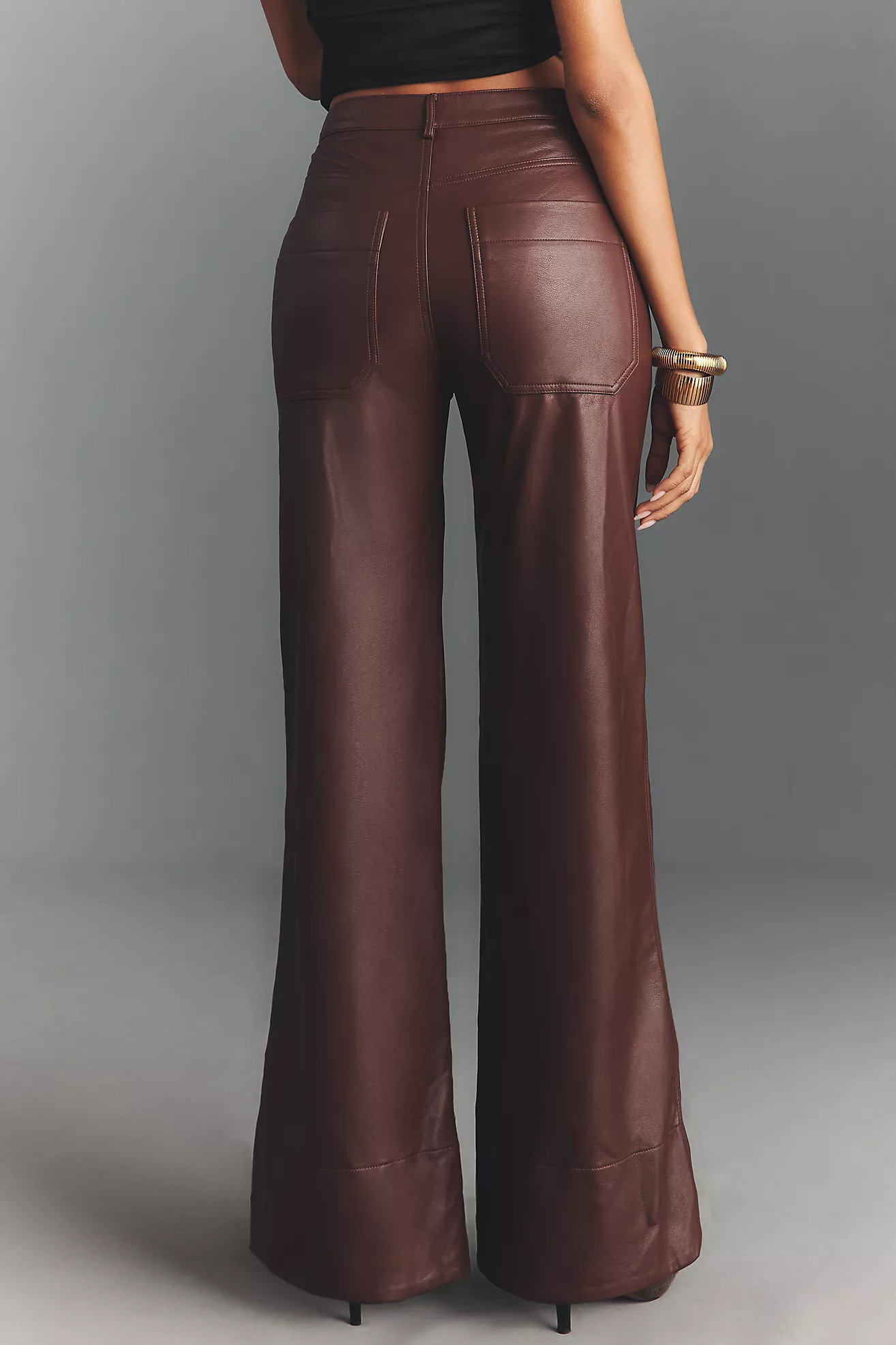 The Rylan Faux Leather Relaxed High-Rise Flare Pants by Pilcro | Anthropologie (US)