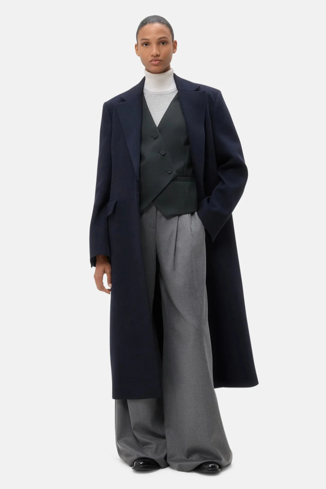 Mattie Coat Midnight | Blue & Cream