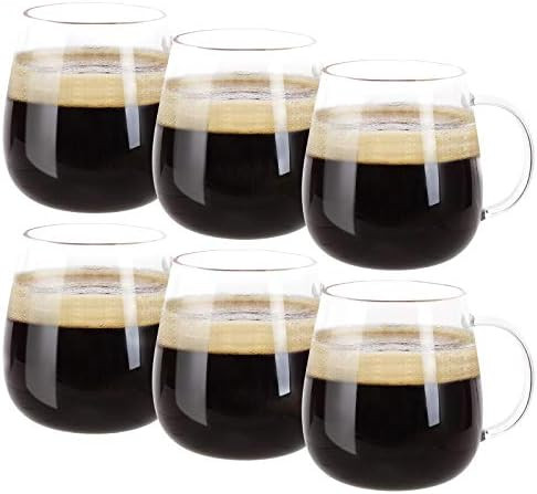 Amazon.com: Farielyn-X Glass Coffee Mugs Set of 6, Microwave Safe Borosilicate Glass Cups, 15 Oun... | Amazon (US)