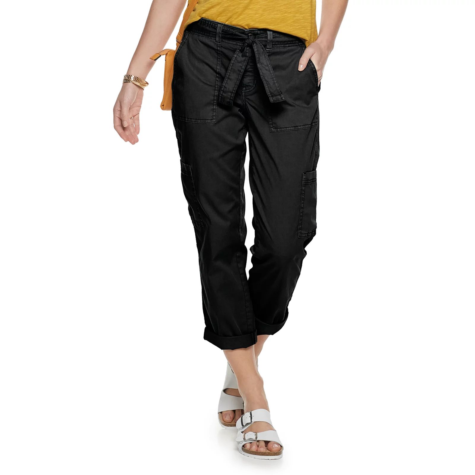 Women's Sonoma Goods For Life Knot-Waist Capri Pants, Size: 12, Black | Kohl's