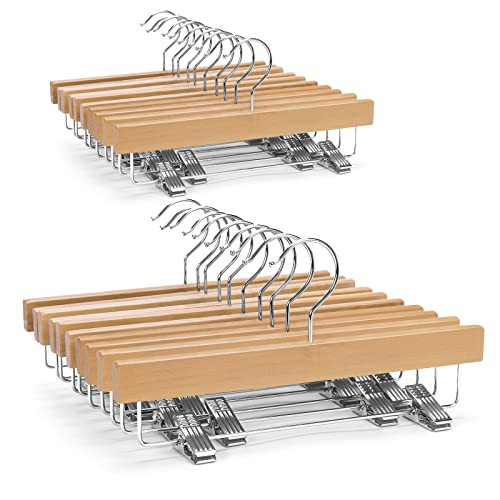 Nature Smile Kids Solid Wooden Pants Hangers,Baby Toddler Children Wood Skirts Hangers,Trousers Bottom 11.8 inches Hangers with 2-Adjustable Clips Anti-Rust Hook Pack of 20 (Natural) | Amazon (US)