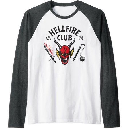 Stranger Things Hellfire Club Print Long Sleeve Raglan Tee Fashion Men Women Casual Clothes | Walmart (US)