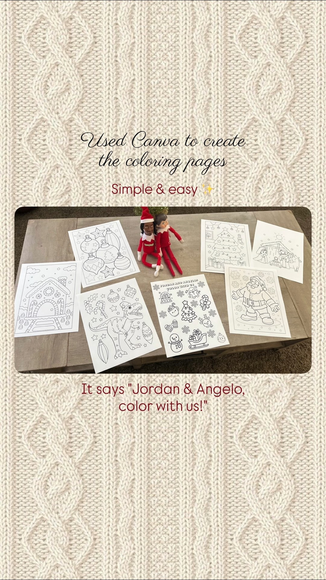 Simple & easy ✨ It says "Jordan & Angelo, color with us!"