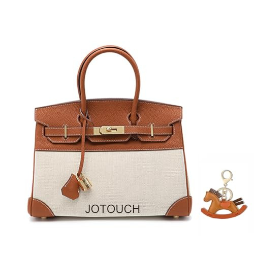 JOTOUCH Top Handle Bags for Women, Small Leather and Canvas Satchel Purses Handbags Ladies Tote Bag with Adjustable Shoulder Strap (Brown) | Amazon (US)