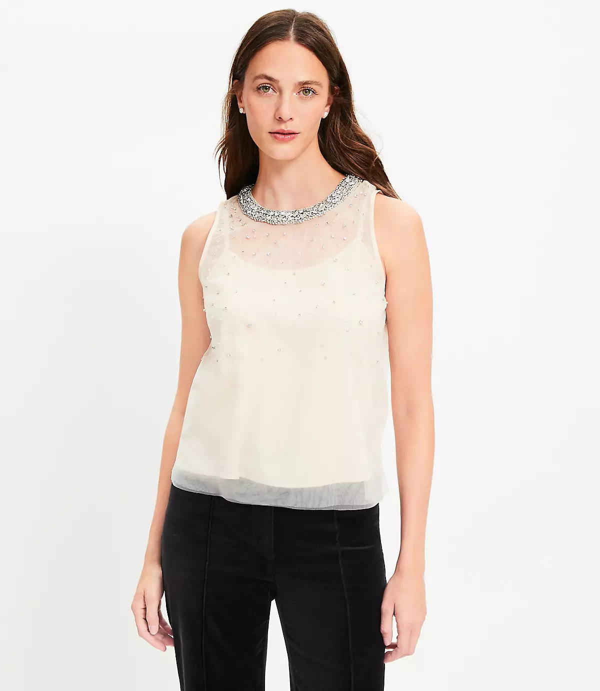 Crystal Mesh Tank Top | LOFT