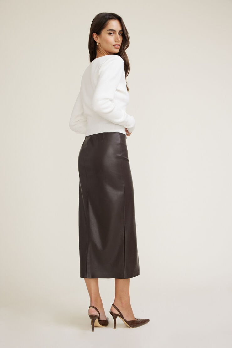 Marlow Faux Leather Midi Skirt | Dynamite Clothing