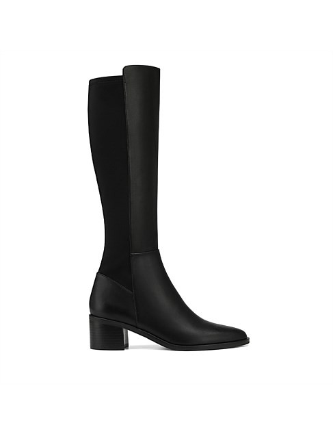 JACINDA Black Leather and Neoprene Long Boot | David Jones (Australia & New Zealand)