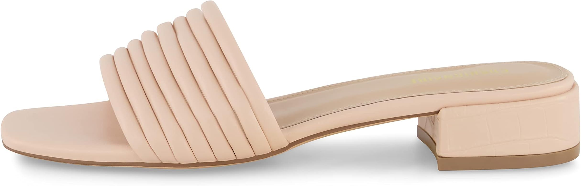 CUSHIONAIRE Women's Nino strappy low block heel slide sandal +Memory Foam and Wide Widths Available | Amazon (US)