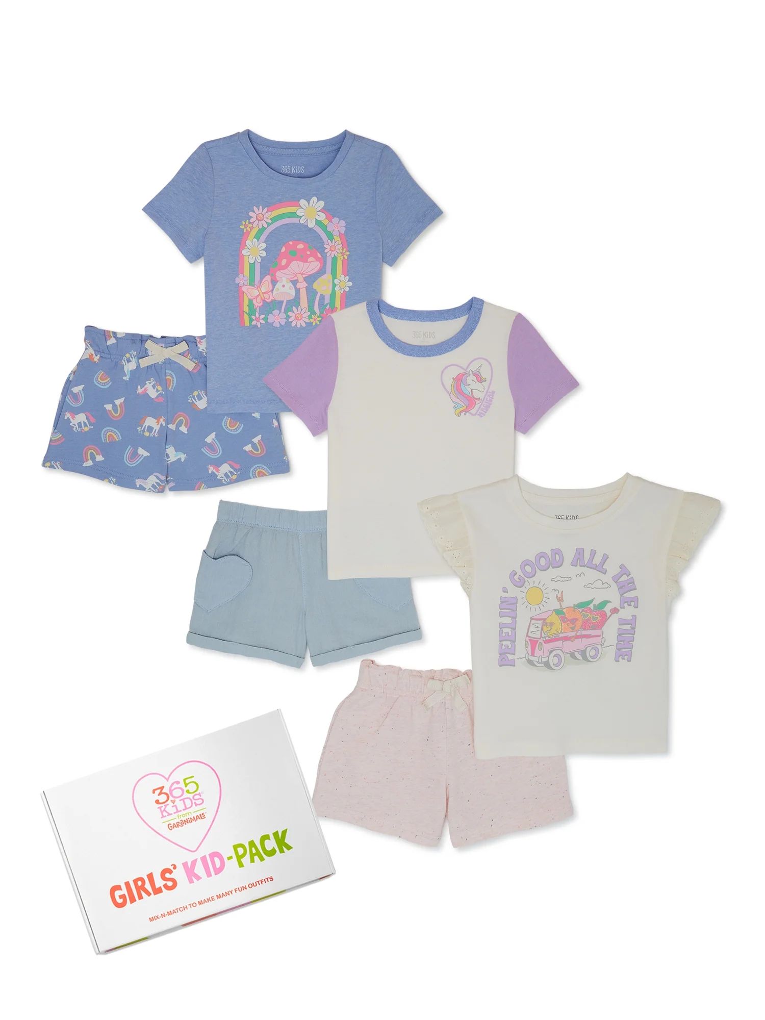 365 Kids from Garanimals Girls' Mix & Match Outfits Kids-Pack (Little Girls), 6-piece, Sizes 4-10 | Walmart (US)
