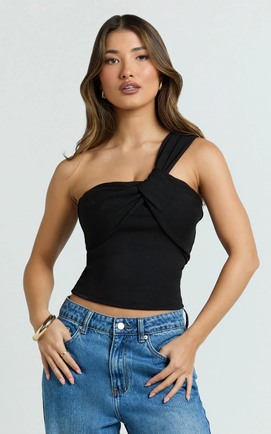 Maura Top - One Shoulder Twist Top in Black | Showpo (ANZ)