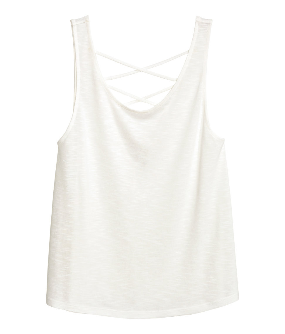 H&M - Jersey Tank Top - White - Ladies | H&M (US)