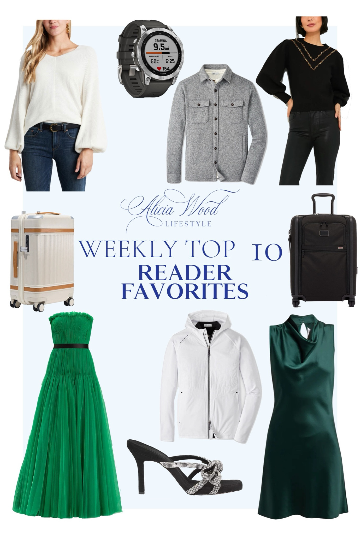 The Weekly Top 10 is here!

Pleated Tulle Strapless Gown
Bow embellished suede mules
Garmin smartwatch
Peter Milar Hybrid Hooded Jacket 
Black Embellished Everly Sweater
Fleece Sweater Jacket
Paravel Aviator Carry-On Plus 
Silk Cowl-neck sleeveless mini dress 
Balloon sleeve cotton sweater 
Tú I dual access 4-wheeled carry-on 


#LTKstyletip #LTKSeasonal #LTKover40