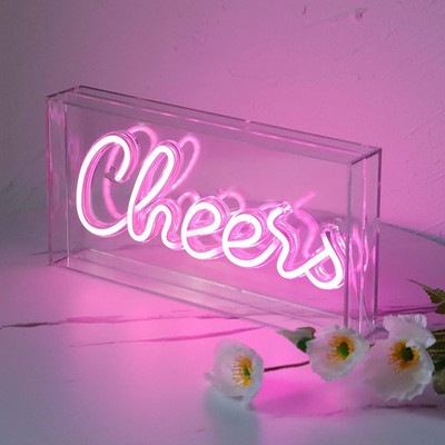 Cheers Sign Neon Signs USB LED Sign Desk Lightbox Cheers Neon Bar Sign 3D Wall Neon Light up Sign...