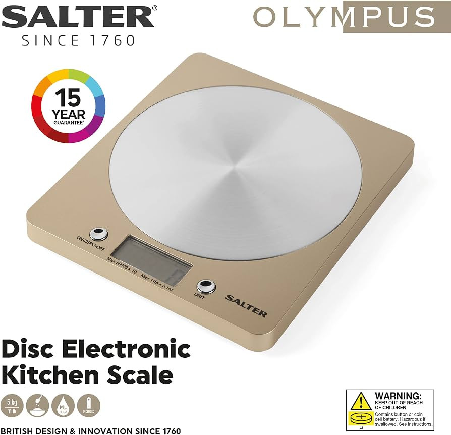 Salter 1036 OLFEU16 Olympus Digital Kitchen Scale - Electronic Cooking/Baking Scales, Food Weighi... | Amazon (UK)